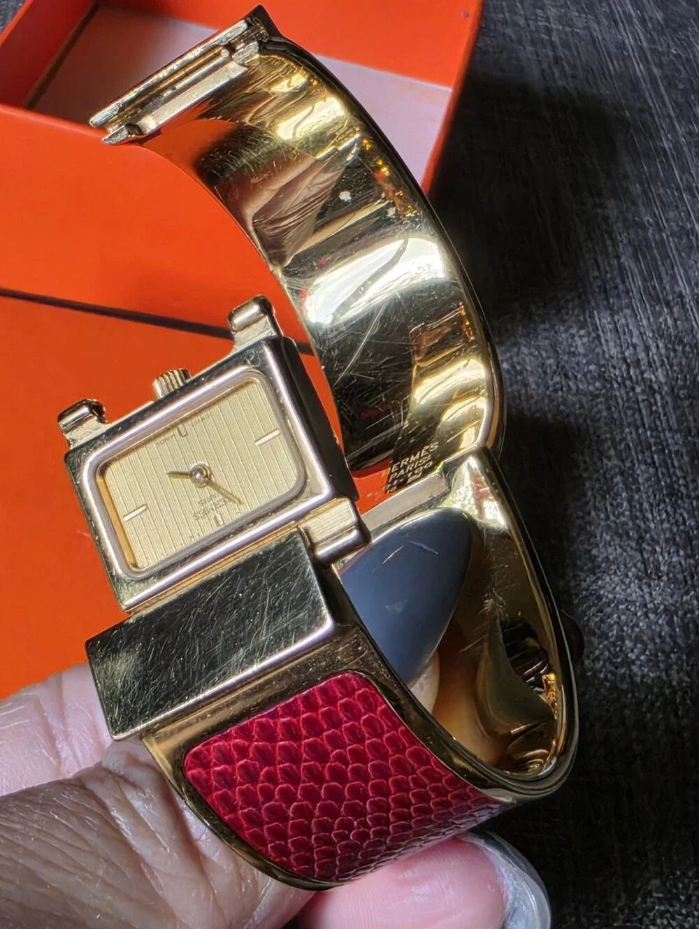 Authentic Hermes Loquet Bangle Bracelet Watch